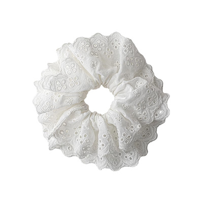 白色蕾丝大肠发圈花边丸子头发绳