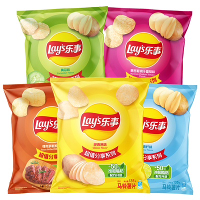 乐事薯片大包超大包装135g
