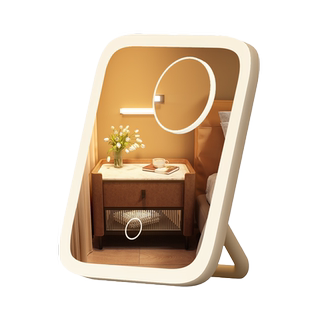 led化妆镜带灯台式ins风桌面镜便携家用梳妆镜学生宿舍补光小镜子