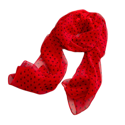 紫色波点乔其纱丝巾女春秋围巾