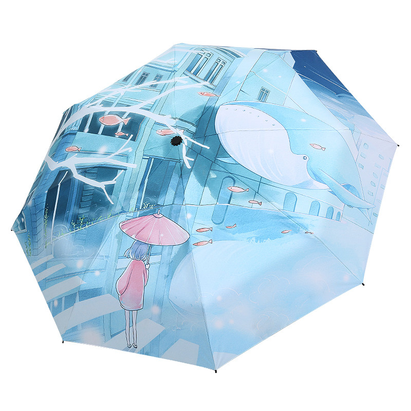 文艺小清新防紫外线韩国黑胶雨伞