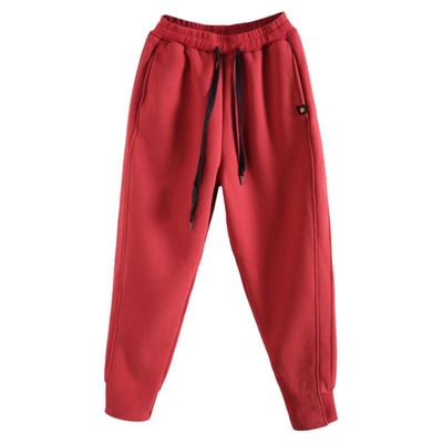 自然腰肖梦运动纯棉卫裤女