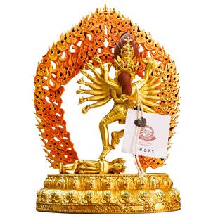 闯隆精工铜鎏金雕花《喜金刚》铜像室内家居装饰桌面铜铸摆件7寸