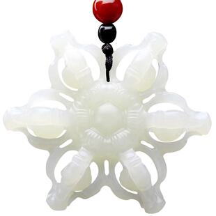 四通新疆和田玉挂件男款玉佩天然白玉碧玉吊坠金刚法轮项链降魔杵