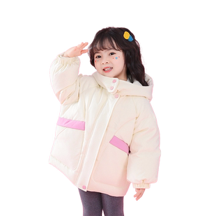 女童小怪兽短款羽绒服冬季2026新款儿童洋气加厚女宝宝冬装外套潮