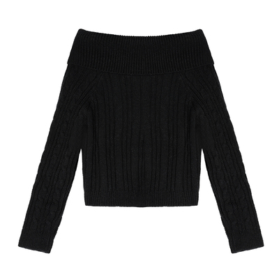 一字肩针织衫设计感上衣