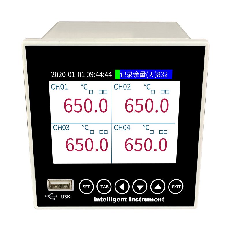 3.5英寸触摸屏无纸记录仪,温度压力液位流量湿度USB记录仪12路6 4