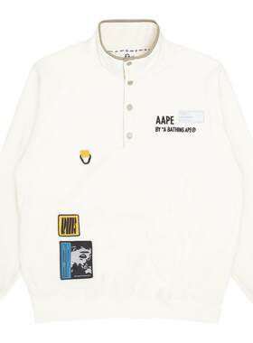 Aape旗舰店男装春秋字母印花经典纯色刺绣摁扣休闲卫衣3812XXH