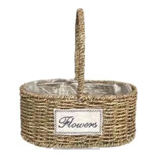 手提花篮草藤竹编鲜花花艺装饰摆件月子鸡蛋礼盒水果田园野餐篮子