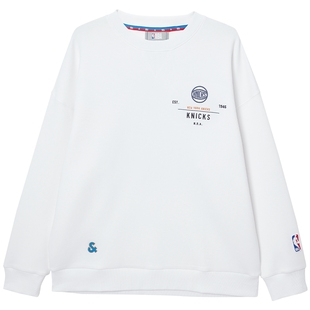 杰克琼斯NBA联名男装卫衣秋冬2025年新款胶印刺绣宽松圆领上衣