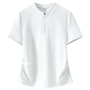 班尼路灰色速干短袖t恤女2026夏季新款健身服户外运动半拉链上衣H