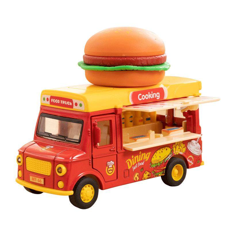 2026新款儿童玩具车合金宝宝巴士冰淇淋汉堡餐车2岁3小汽车男女孩