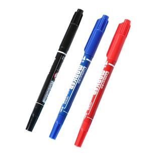 小双头记号笔0.5-1.0mm物流油性黑色记号笔12支/盒 MK826 物理化学化验室耗材 办公实验室用