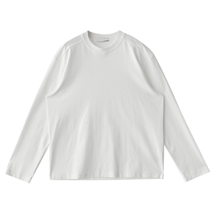 Nick Tian纯色白T长袖打底衫男秋季新款韩系简约宽松休闲内搭上衣