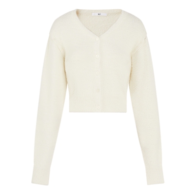 SLY 冬季新品纯欲淑女毛绒可拆露肩针织开衫038HAM70-0231