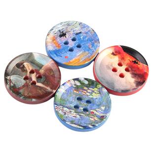 高档油画圆形女大衣钮扣高级黑色西装上衣男裤子纽扣百搭风衣扣子