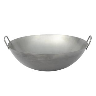 商用双耳铁锅老式无涂层熟炒菜锅饭店厨师明火灶圆底大炒锅大铁锅