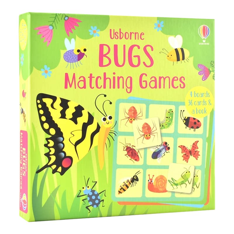 【自营】Usborne Bugs Matching Games 尤斯伯恩 昆虫单词 卡片桌游套盒 趣味学单词 生活常识 亲子互动 英语启蒙 3-6岁 英文原版