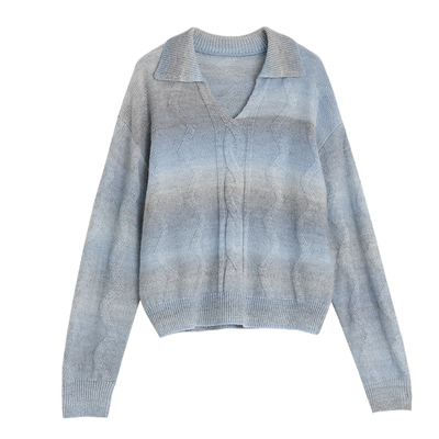 ELLE法式翻领慵懒毛针织衫