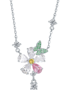 周六福S925银蝴蝶项链女