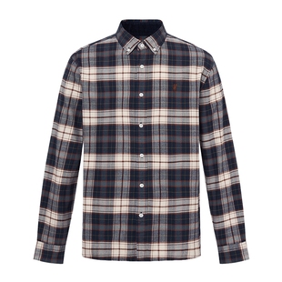 POLOWALK男装长袖衬衫2025秋季新品格纹翻领商务休闲通勤衬衣男式