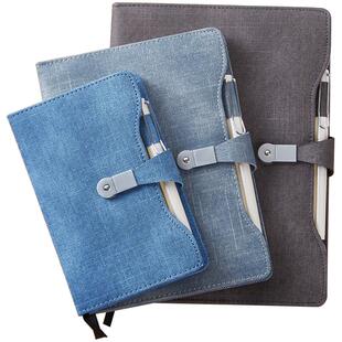 港信 礼盒装笔记本子A5简约商务办公复古皮面大学生日记b5会议记录本加厚A6磁扣工作记事本定制可印LOGO