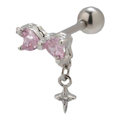 钛钢杆甜美蝴蝶结女生耳骨钉