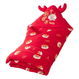 比多乐红色喜庆包被初生婴儿纯棉a类四季新生儿抱被包单