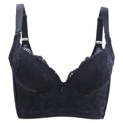 7排扣调整型内衣黑色收副乳文胸