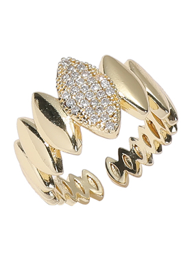 欧美复古金色夸张镶钻椭圆形戒指