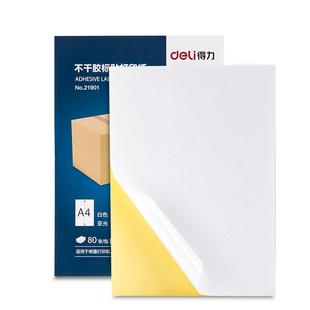 得力A4不干胶打印纸背胶打印纸a4纸哑面带背胶打印纸激光喷墨铜版纸内分切割打印贴纸可粘贴牛皮纸标签纸彩色