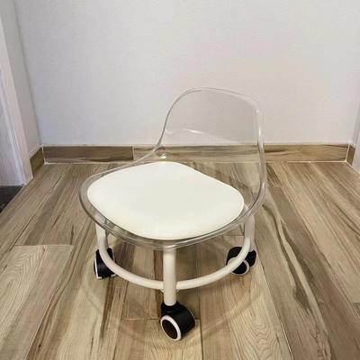 网红透明靠背滑轮凳儿童椅学步家用凳子轮亚克力小椅子万向轮带小