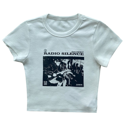 欧美显瘦性感露腰ins印花短袖T恤