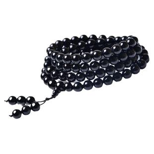 天然黑玛瑙108粒手链 多圈108颗黑玛瑙手链 黑玛瑙佛珠念珠毛衣链
