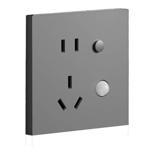 五孔插座带人体感应地脚灯86型嵌入式暗装楼梯过道床头led小夜灯