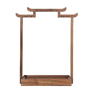 凤凰台 笔挂简约收纳毛笔架古风文房四宝置物架简约复古胡桃木实木创意摆件毛笔架子中式书法毛笔架