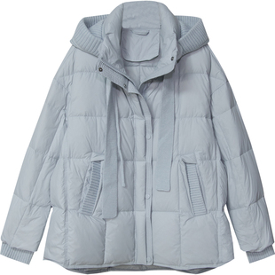 时尚宽松鸭绒羽绒服女2025冬季新款可拆针织帽百搭休闲外套潮2017