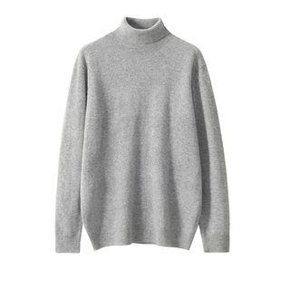 老钱风100%纯羊毛男毛衣宽松内搭高级人夫感打底衫软糯高领针织衫
