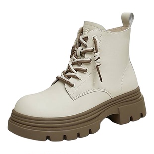 Tata他她英伦风厚底马丁靴女鞋靴子真皮早秋短靴2024秋冬CES01DD4