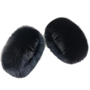 进口狐狸毛袖口整皮毛真毛袖口皮草袖口多色黑色浅紫米白