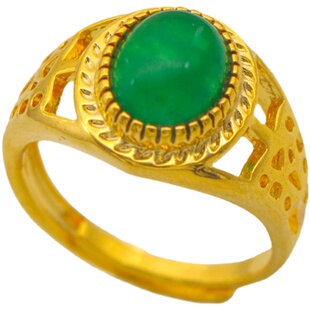 越南沙金戒指女款镀黄金正品18K纯金色单调开口指环久不掉色首饰