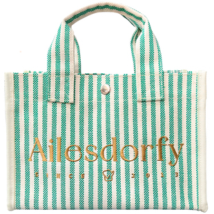 绿条纹帆布包女吴昕小飞象23新款单肩斜跨手提包通勤上学逛街百搭