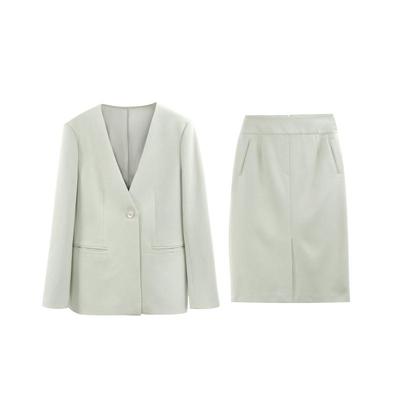 极简风无领西装半裙套装高阶通勤