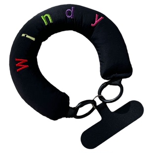 ins韩风超火手机挂绳充棉C型腕带刺绣英文手腕垫片挂件ccd相机包包钥匙扣挂饰短款布艺手绳防丢吊绳女高端壳