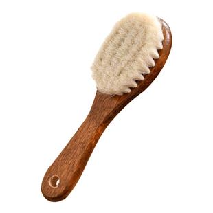 实木软毛鞋刷子榉木清洁刷羊毛除尘上油刷圆头带手柄打鞋油皮鞋刷
