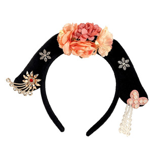 新年头饰儿童格格发箍古装汉服发饰宫廷风女童旗头可爱发卡头箍