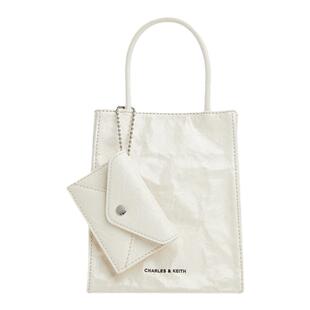 CHARLES&KEITH秋冬女包CK2-30782347斜挎褶皱油蜡托特包纸袋包