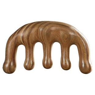 初心檀木头部按摩梳疏通经络梳头皮刮痧五齿梳养发筋络刮痧头疗梳