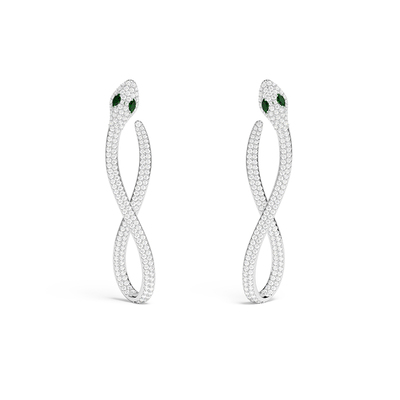 APM银白色密镶Kaa耳环蛇形耳环