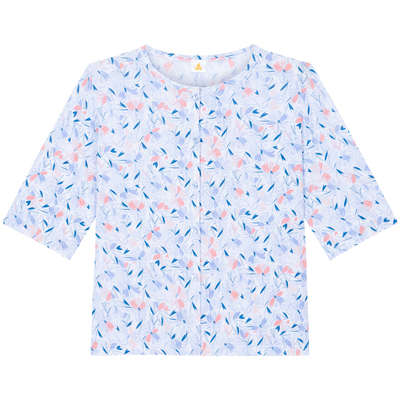 铜牛汗布六分袖开襟女衫2025春夏新款睡衣家居服舒适上衣女VS347